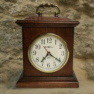 Vintage Howard Miller Mantel Clock Quartz 612-350 Wood Battery Alarm READ Parts